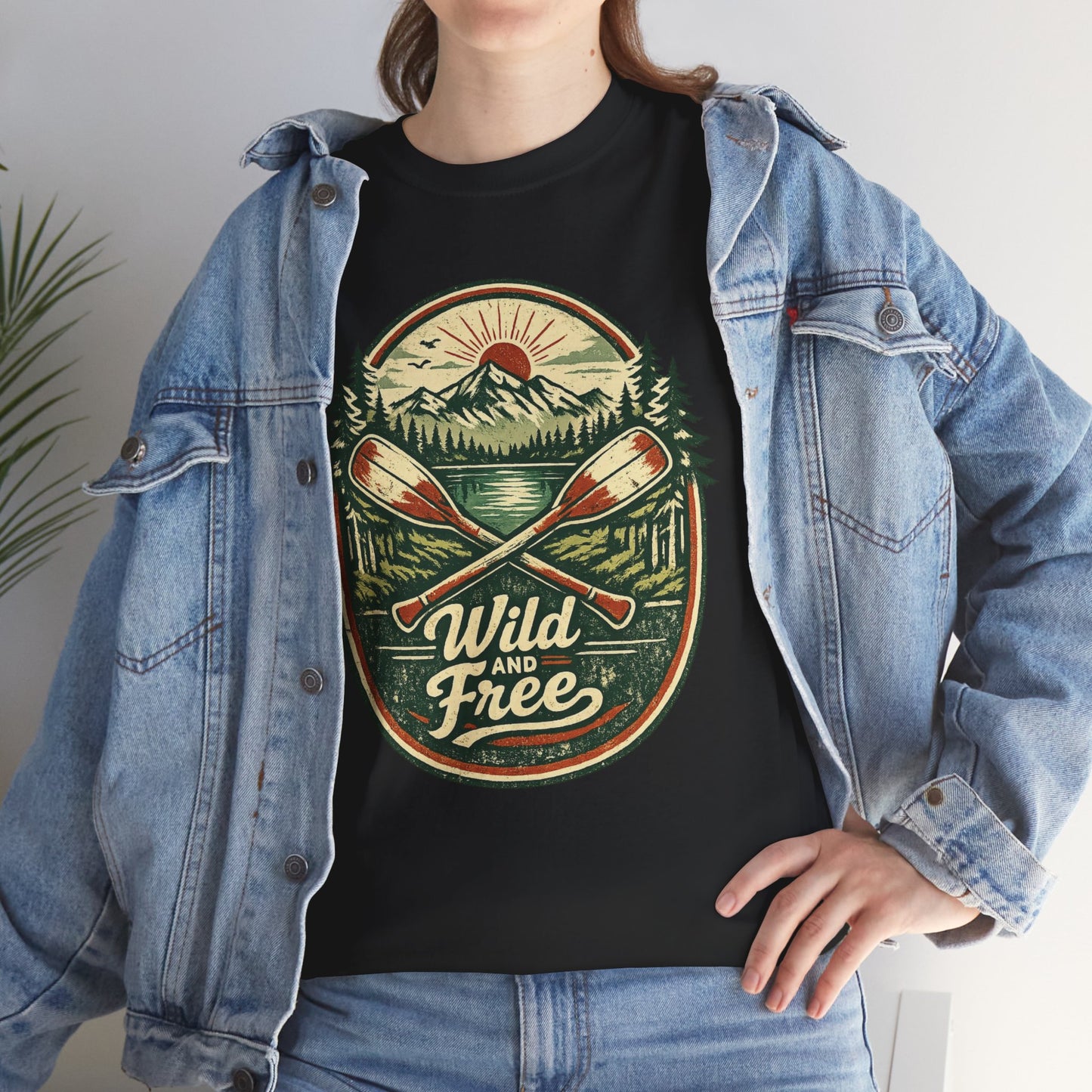 Wild and Free Badge Tee | Vintage Adventure Shirt | Outdoor Explorer Gift