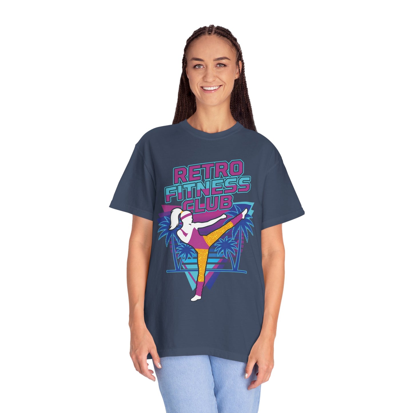 Retro Fitness Club High Kick 80s Tee | Vintage Aerobics Shirt Women
