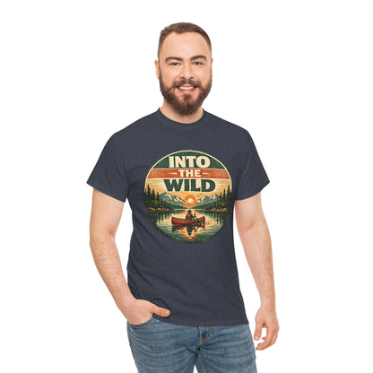 Into the Wild Canoe Badge Tee | Vintage Outdoor Graphic Shirt | Camping Adventure Gift