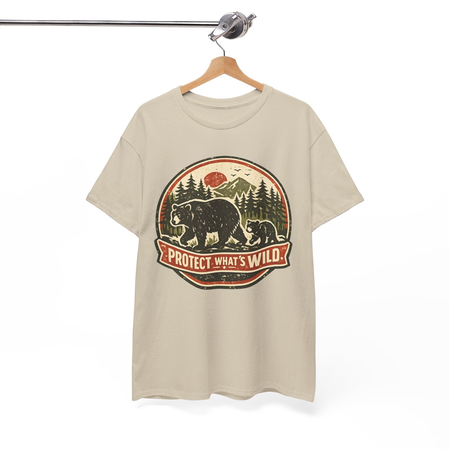 Bear and Cub Retro Badge Tee | Protect What's Wild | Wildlife Lover Gift | Unisex