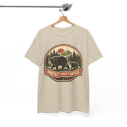 Bear and Cub Retro Badge Tee | Protect What's Wild | Wildlife Lover Gift | Unisex