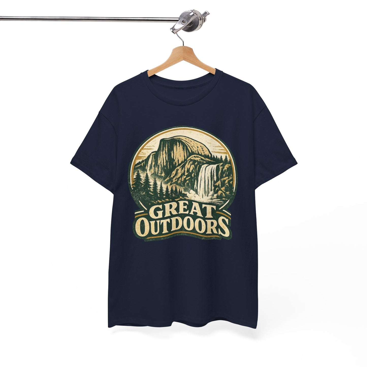 Great Outdoors Retro Badge Tee | Yosemite Half Dome Graphic Shirt | Camping Gift