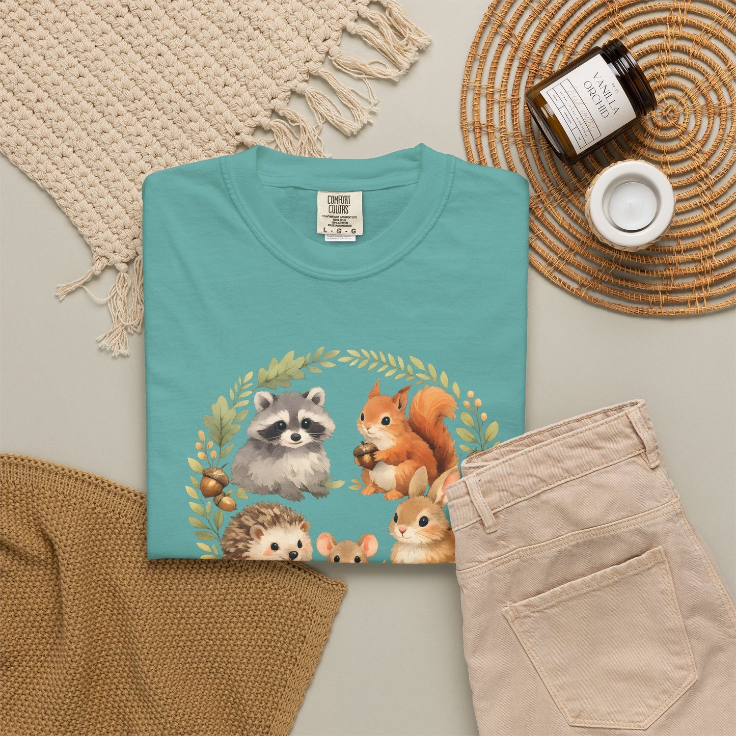 Woodland Animals Circle Watercolor Tee | Forest Creature Gift Shirt | Nature Lover