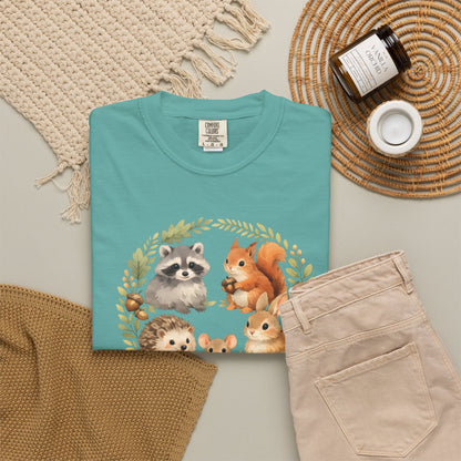 Woodland Animals Circle Watercolor Tee | Forest Creature Gift Shirt | Nature Lover