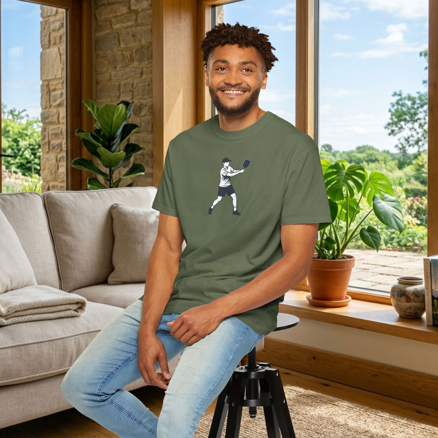 Pickleball Player Silhouette Tee Pickler Minimalist Men's Graphic Shirt