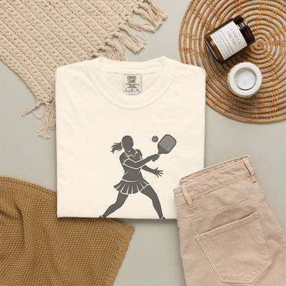 Pickleball Female Silhouette Icon Tee Minimalist Pickler Graphic Women T-Shirt