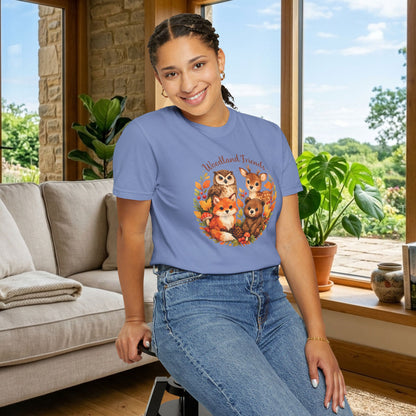 Woodland Friends Badge Watercolor Tee | Fox Bear Deer Owl Shirt | Nature Lover Gift