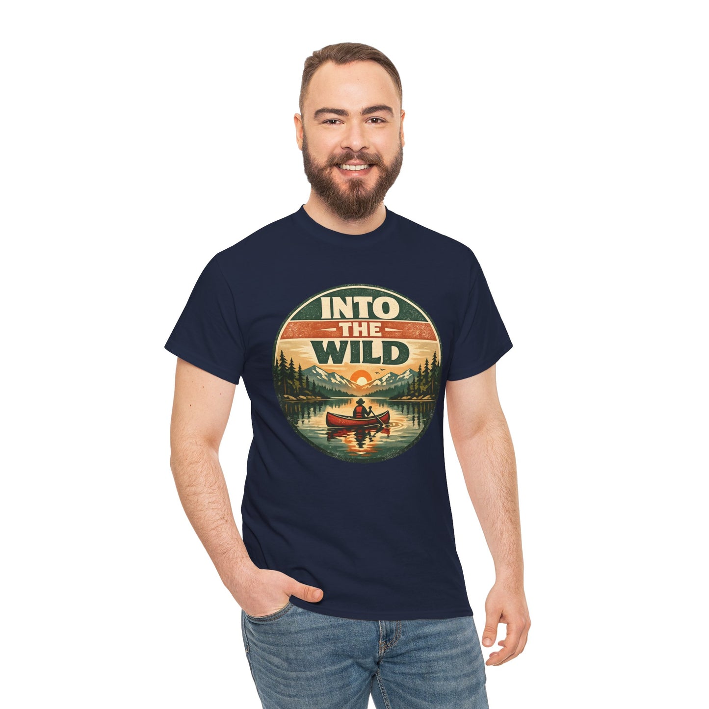 Into the Wild Canoe Badge Tee | Vintage Outdoor Graphic Shirt | Camping Adventure Gift