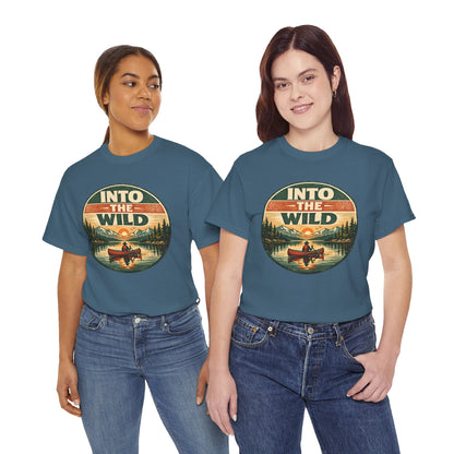 Into the Wild Canoe Badge Tee | Vintage Outdoor Graphic Shirt | Camping Adventure Gift