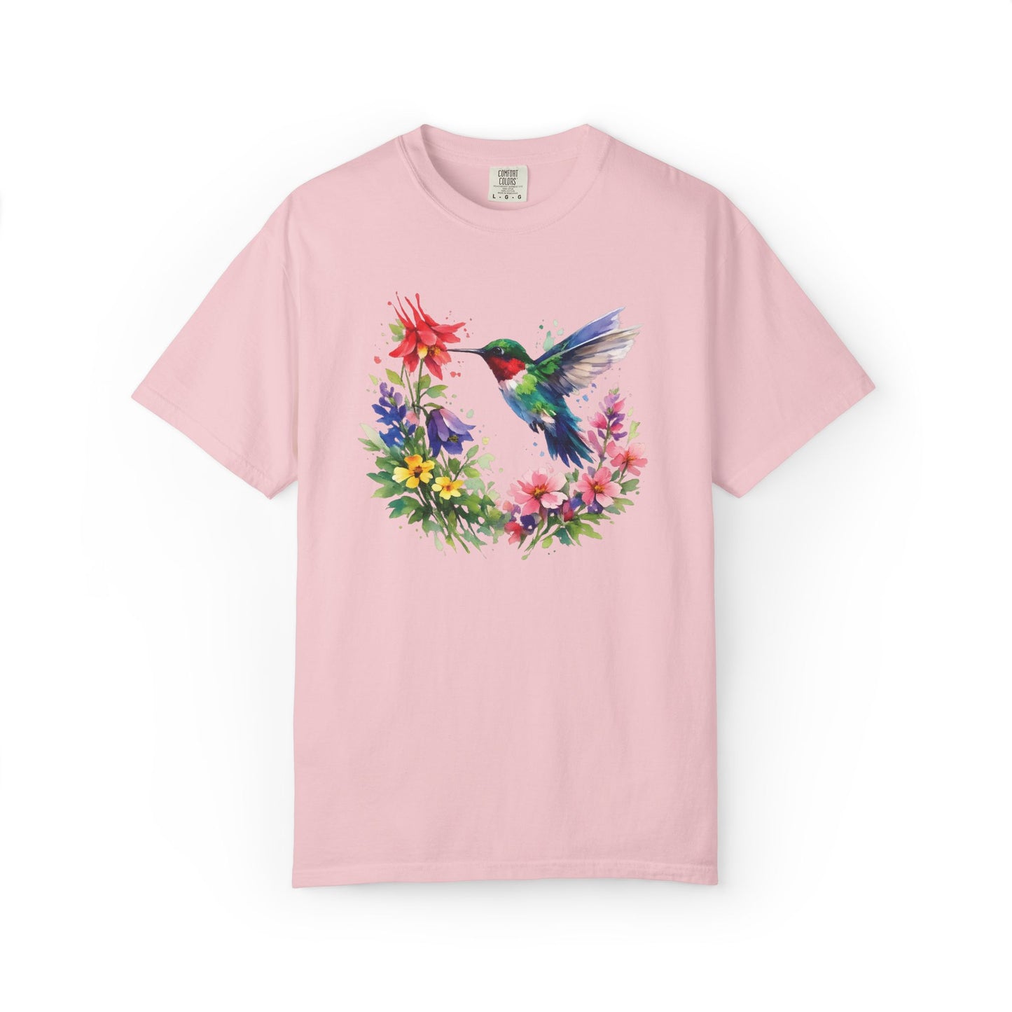 Hummingbird Wildflower Watercolor Tee | Jewel Tone Nature Shirt | Bird Watcher Gift