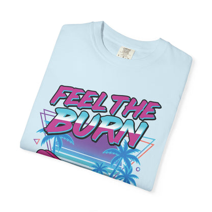 Feel the Burn Neon 80s Aerobics Graphic Tee | Retro Workout Shirt Women