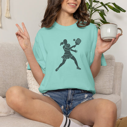 Pickleball Female Silhouette Icon Tee Minimalist Pickler Graphic Women T-Shirt