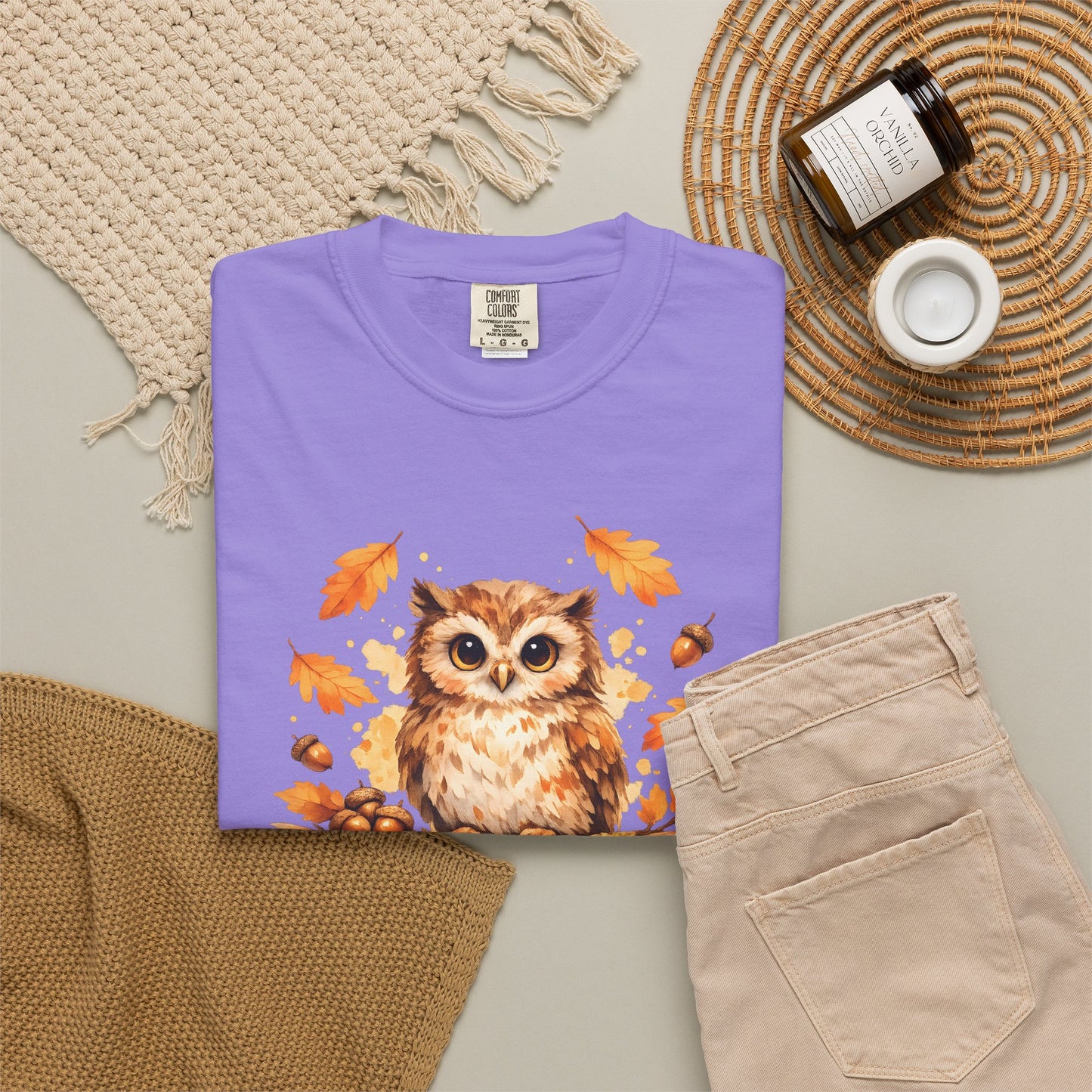 Watercolor Owl Graphic Tee | Autumn Wildlife Art Shirt | Owl Lover Gift