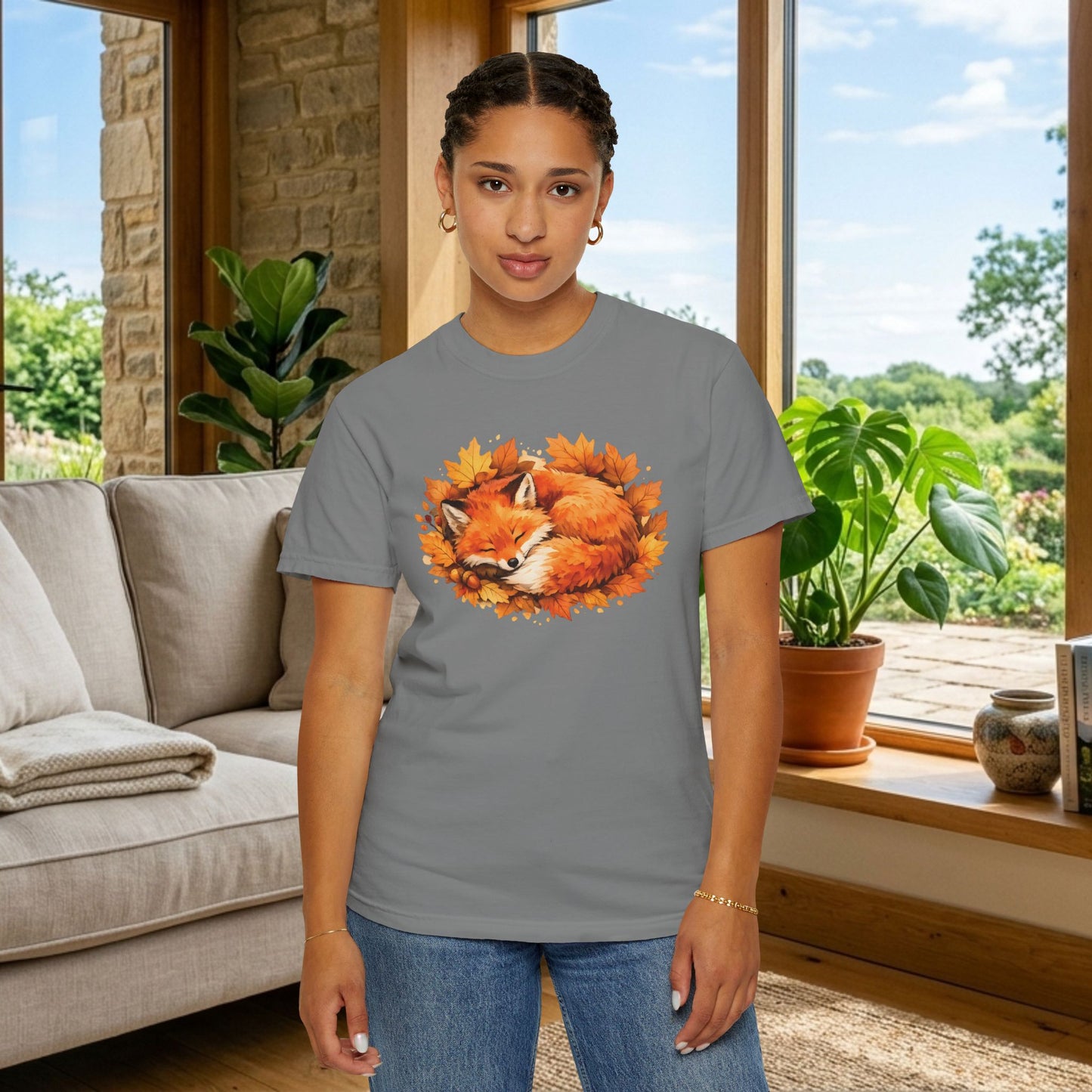 Sleeping Fox Watercolor Graphic Tee | Cozy Woodland Animal Shirt | Nature Lover Gift