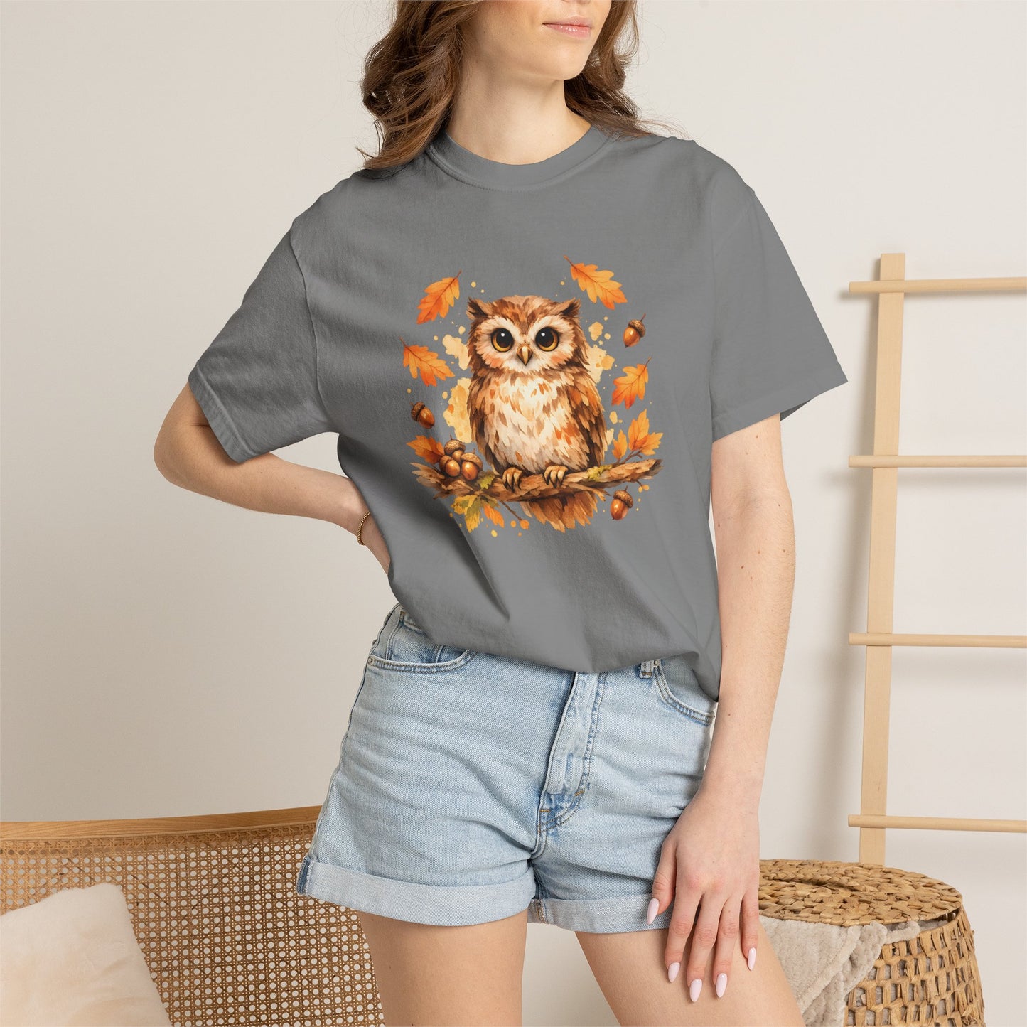 Watercolor Owl Graphic Tee | Autumn Wildlife Art Shirt | Owl Lover Gift