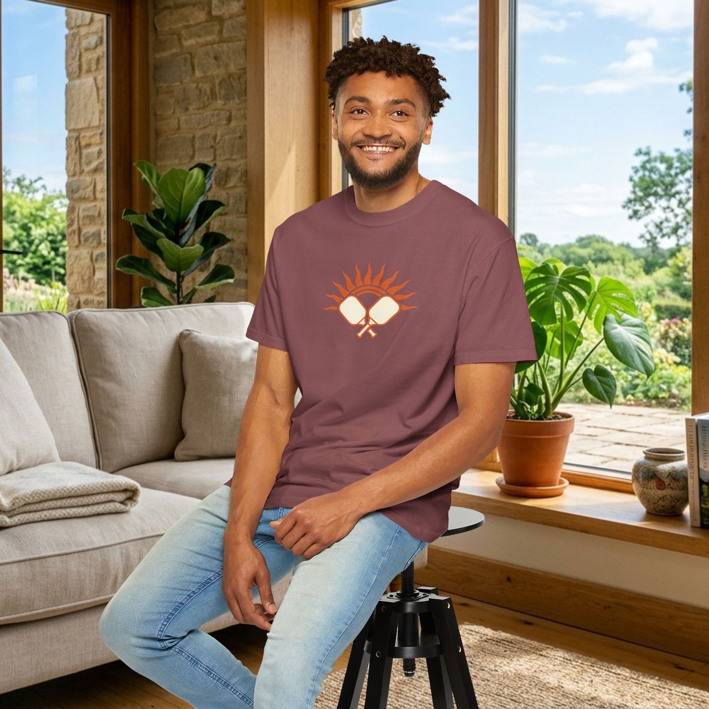 Pickleball Sun Badge Tee Pickler Vintage Minimalist Unisex Shirt