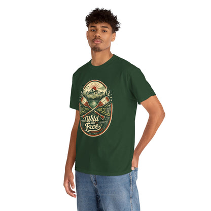 Wild and Free Badge Tee | Vintage Adventure Shirt | Outdoor Explorer Gift