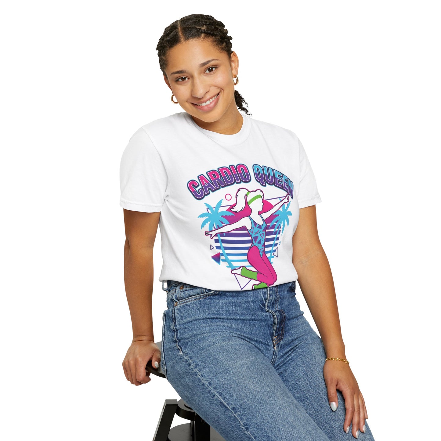 Cardio Queen Retro 80s Aerobics Graphic Tee | Vintage Workout Shirt Women