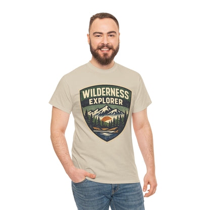 Wilderness Explorer Shield badge Tee | Retro Outdoor Adventure design | Hiking