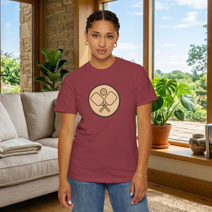 Vintage Pickleball Badge Tee Pickler Crest Minimalist Unisex Shirt