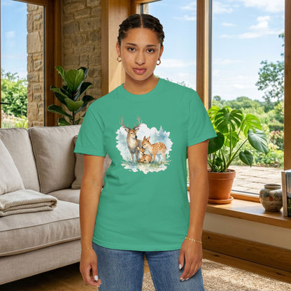 Watercolor Deer Family Tee | Forest Wildlife Art Shirt | Nature Lover Gift | Unisex