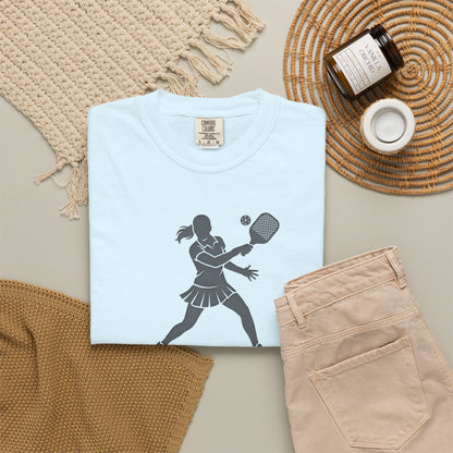 Pickleball Female Silhouette Icon Tee Minimalist Pickler Graphic Women T-Shirt