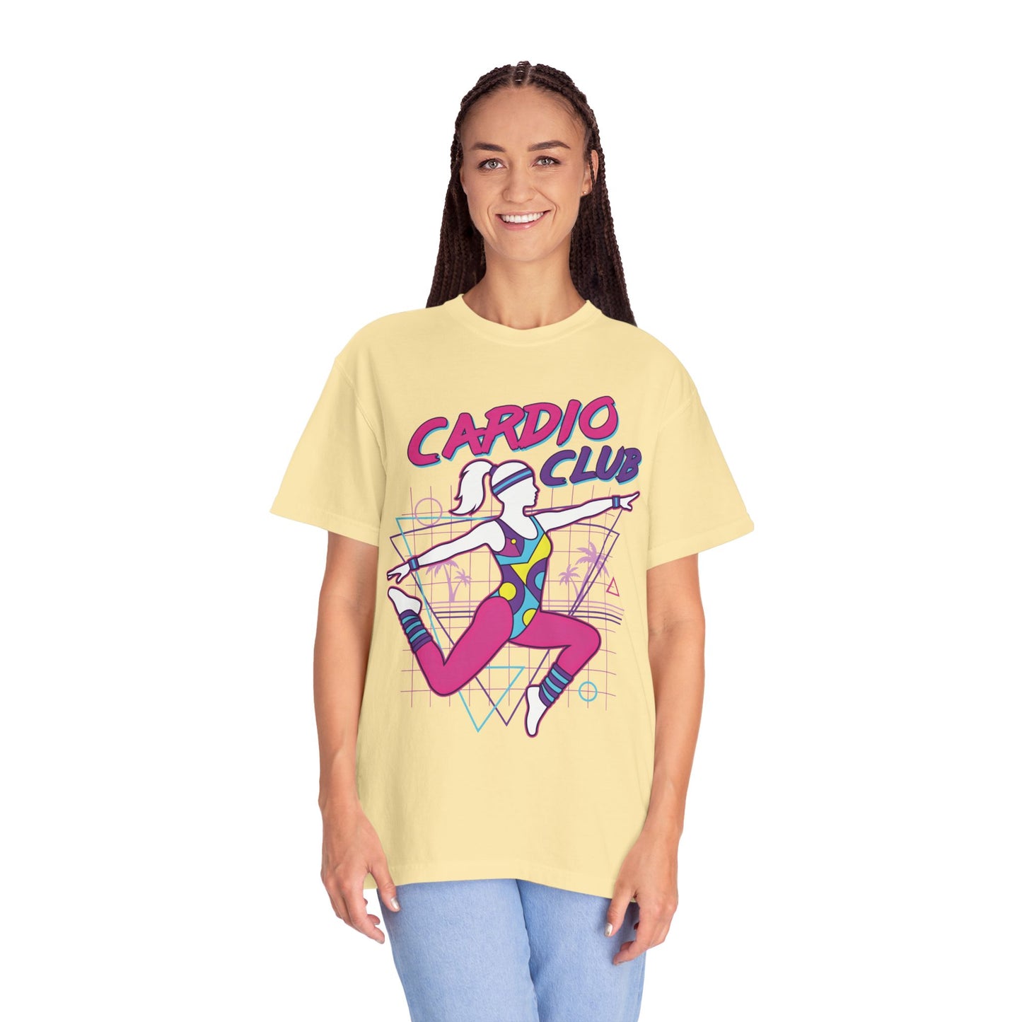 Cardio Club Retro 80s Grid Aerobics Graphic Tee | Vintage Gym Shirt Women
