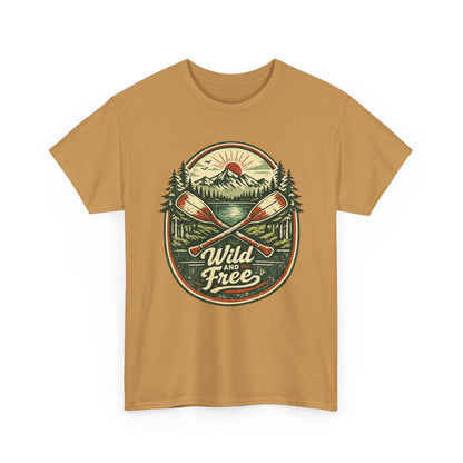 Wild and Free Badge Tee | Vintage Adventure Shirt | Outdoor Explorer Gift