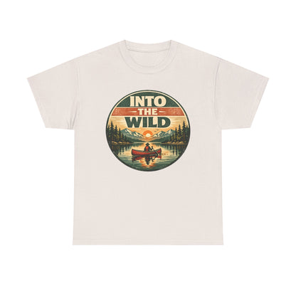 Into the Wild Canoe Badge Tee | Vintage Outdoor Graphic Shirt | Camping Adventure Gift