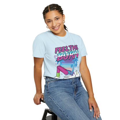 Feel the Burn Neon 80s Aerobics Graphic Tee | Retro Workout Shirt Women