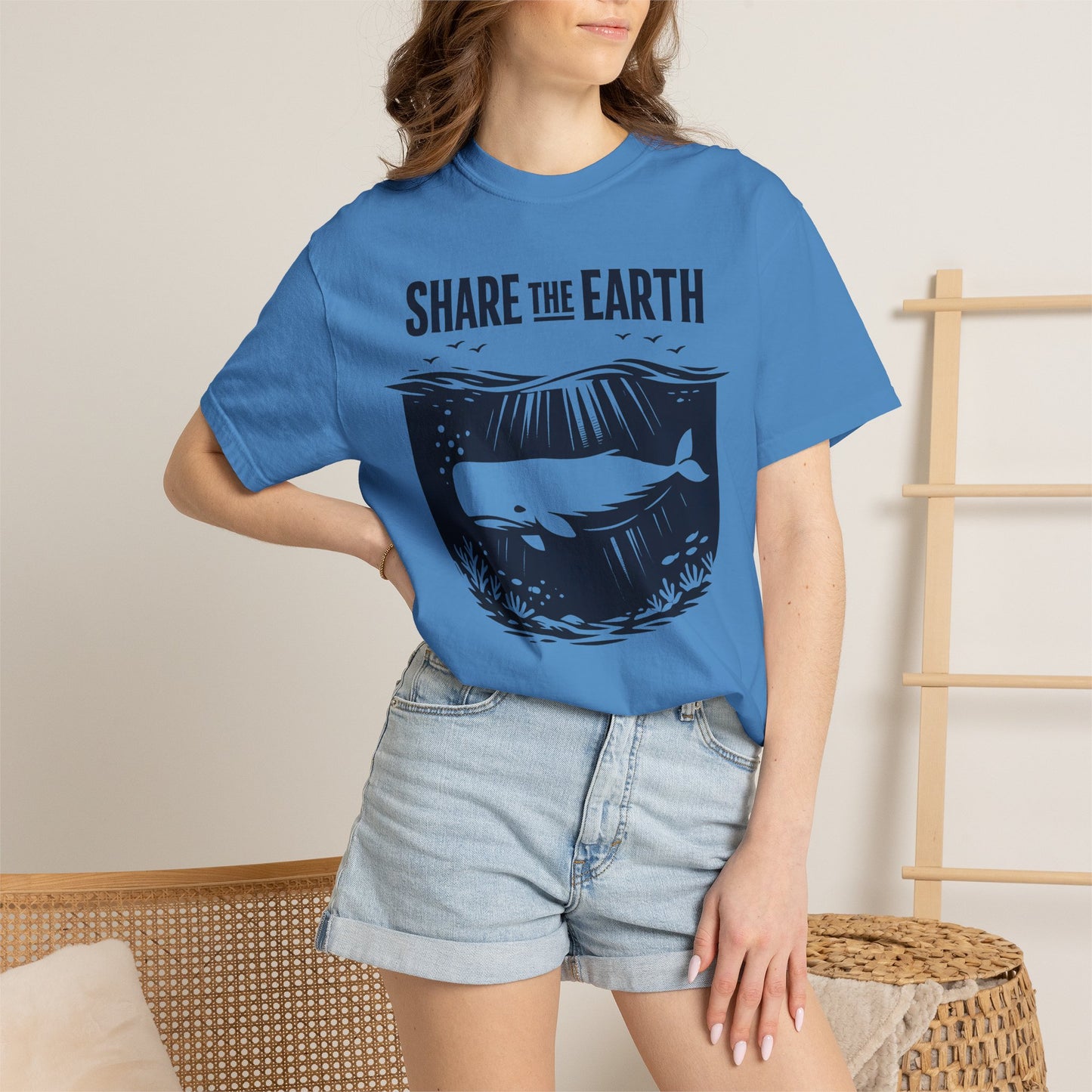 Whale Conservation Tee | Share the Earth Graphic Shirt | Ocean Wildlife Gift | Unisex