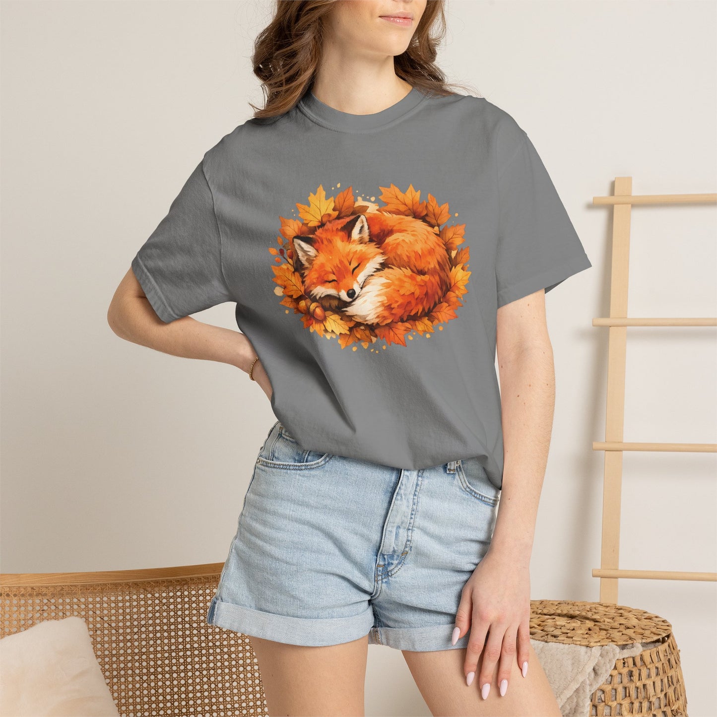 Sleeping Fox Watercolor Graphic Tee | Cozy Woodland Animal Shirt | Nature Lover Gift