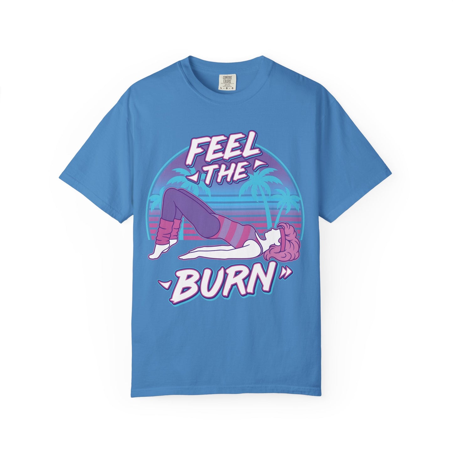 Feel the Burn Retro 80s Glute Thrust Pose Graphic Tee | Vintage Workout Shirt