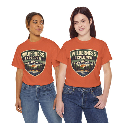Wilderness Explorer Shield badge Tee | Retro Outdoor Adventure design | Hiking