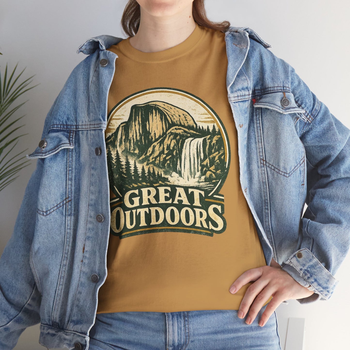 Great Outdoors Retro Badge Tee | Yosemite Half Dome Graphic Shirt | Camping Gift