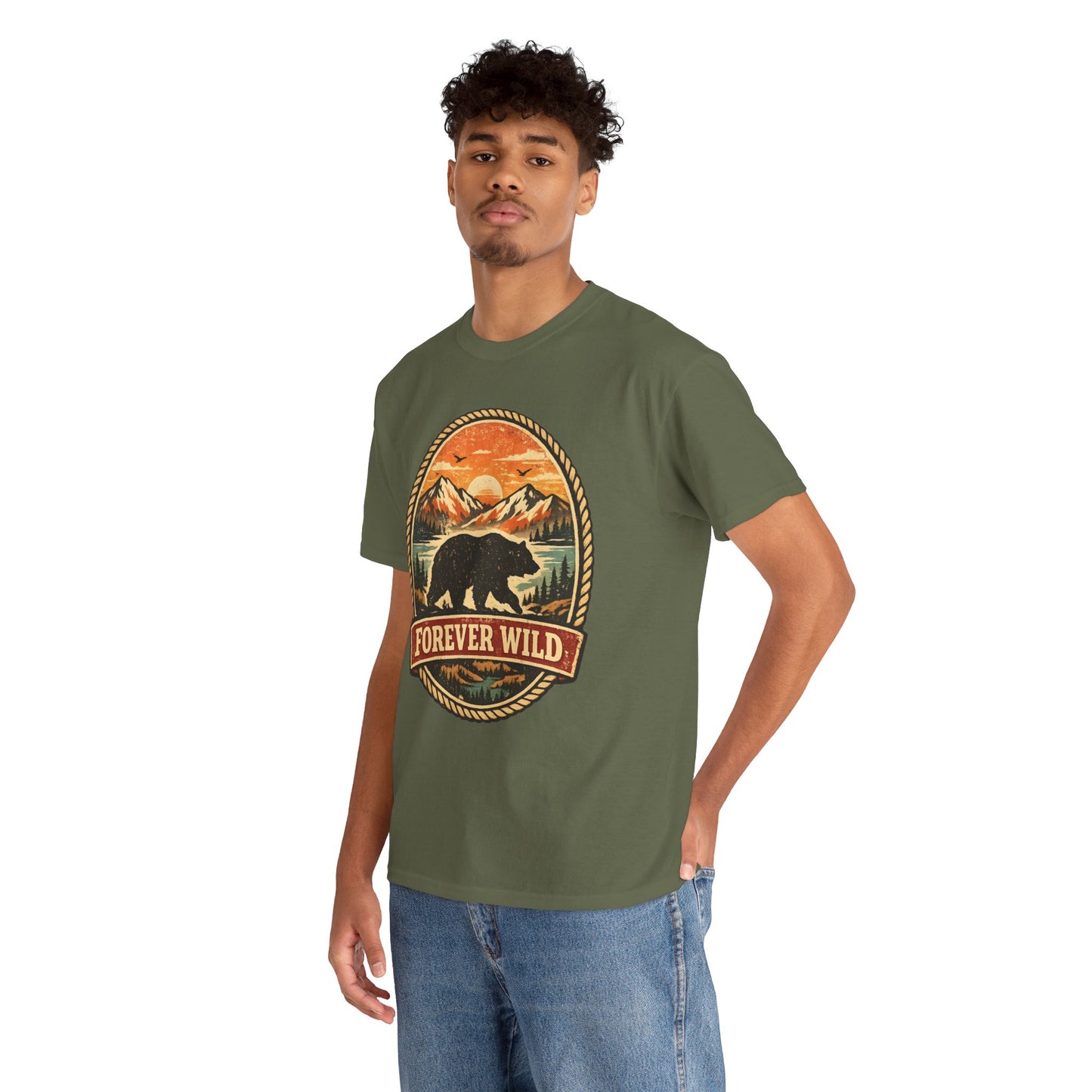 Grizzly Bear Forever Wild Badge Tee | Vintage National Park Shirt | Nature Lover Gift
