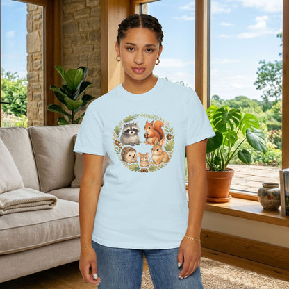 Woodland Animals Circle Watercolor Tee | Forest Creature Gift Shirt | Nature Lover