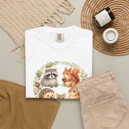 Woodland Animals Circle Watercolor Tee | Forest Creature Gift Shirt | Nature Lover