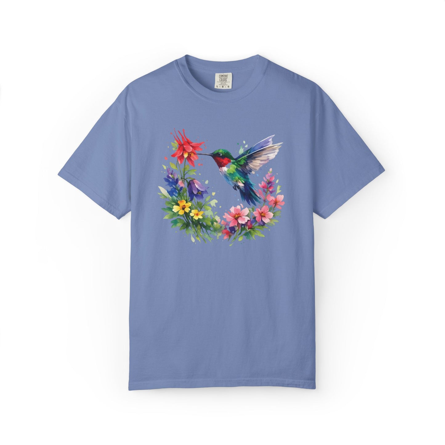 Hummingbird Wildflower Watercolor Tee | Jewel Tone Nature Shirt | Bird Watcher Gift