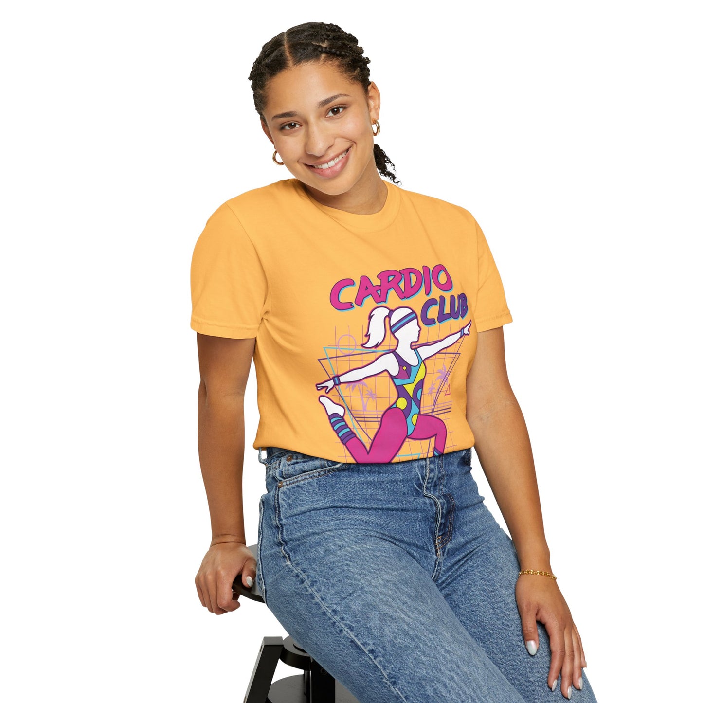 Cardio Club Retro 80s Grid Aerobics Graphic Tee | Vintage Gym Shirt Women