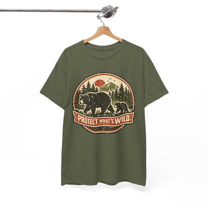 Bear and Cub Retro Badge Tee | Protect What's Wild | Wildlife Lover Gift | Unisex