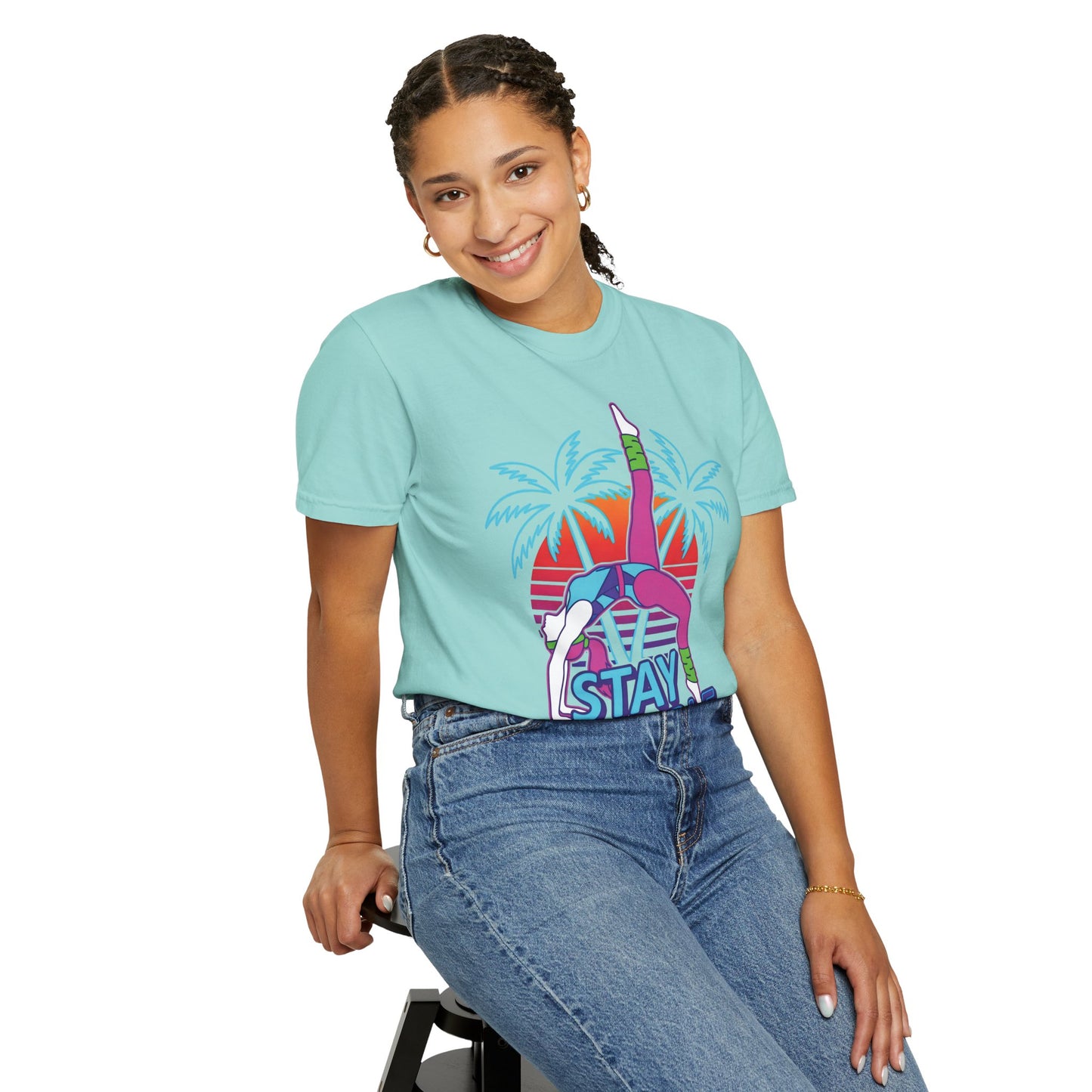 Stay Flexible Retro 80s Backbend Graphic Tee | Vintage Workout Shirt Women