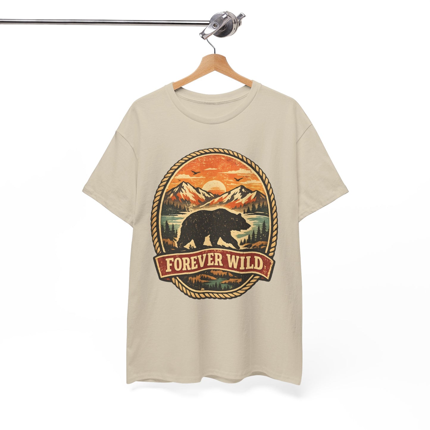Grizzly Bear Forever Wild Badge Tee | Vintage National Park Shirt | Nature Lover Gift