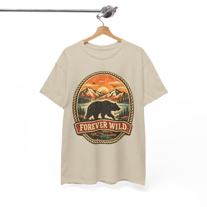 Grizzly Bear Forever Wild Badge Tee | Vintage National Park Shirt | Nature Lover Gift