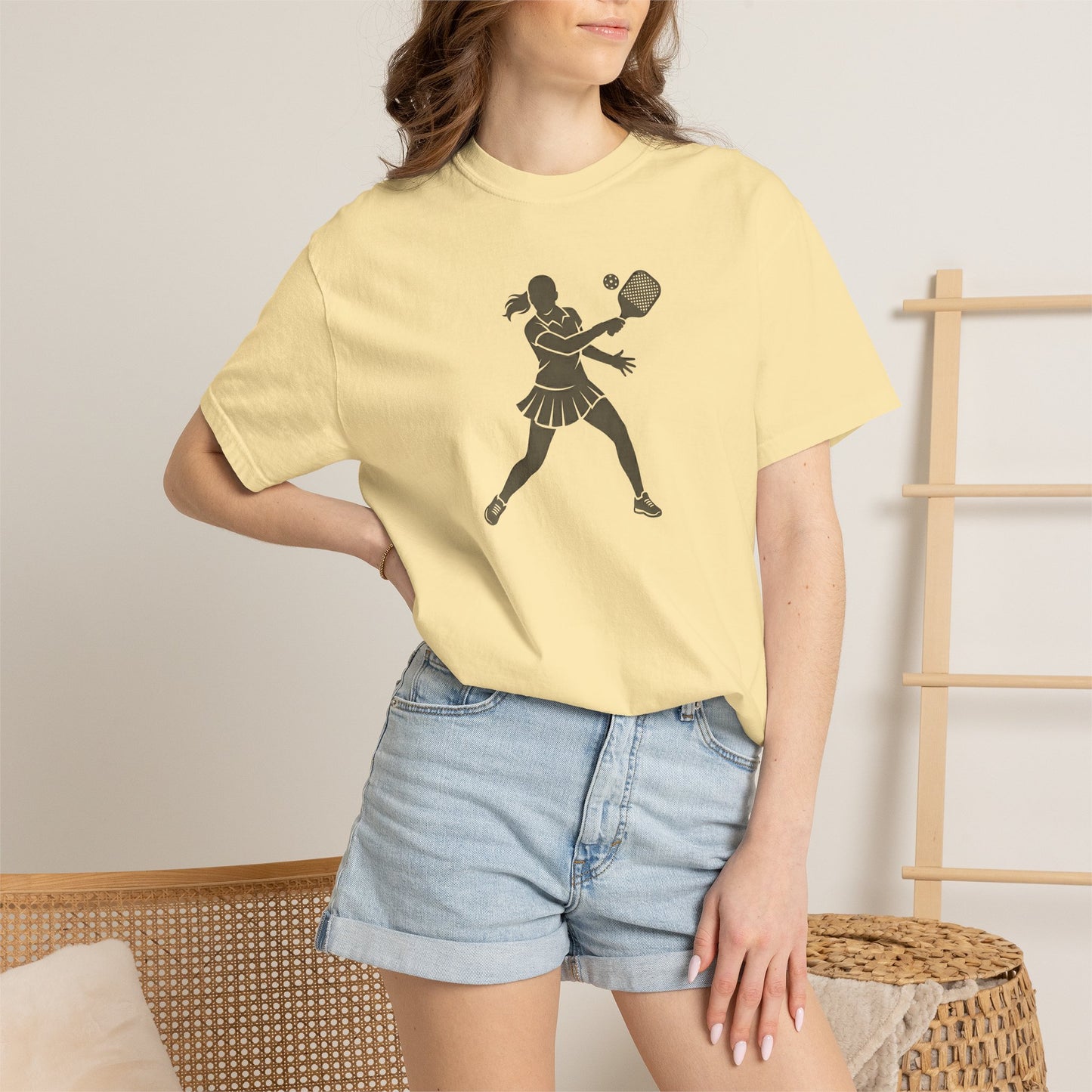 Pickleball Female Silhouette Icon Tee Minimalist Pickler Graphic Women T-Shirt