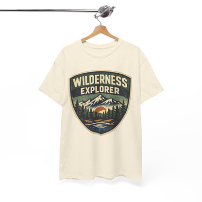 Wilderness Explorer Shield badge Tee | Retro Outdoor Adventure design | Hiking