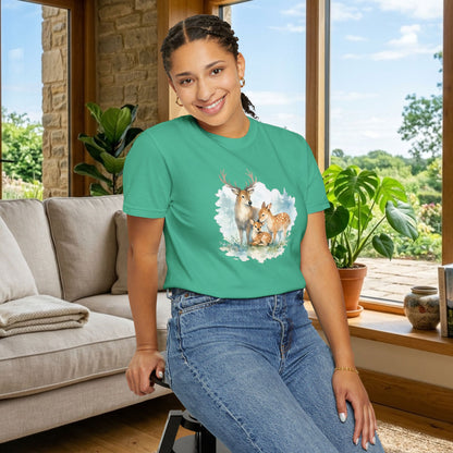 Watercolor Deer Family Tee | Forest Wildlife Art Shirt | Nature Lover Gift | Unisex