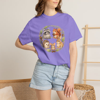 Woodland Animals Circle Watercolor Tee | Forest Creature Gift Shirt | Nature Lover