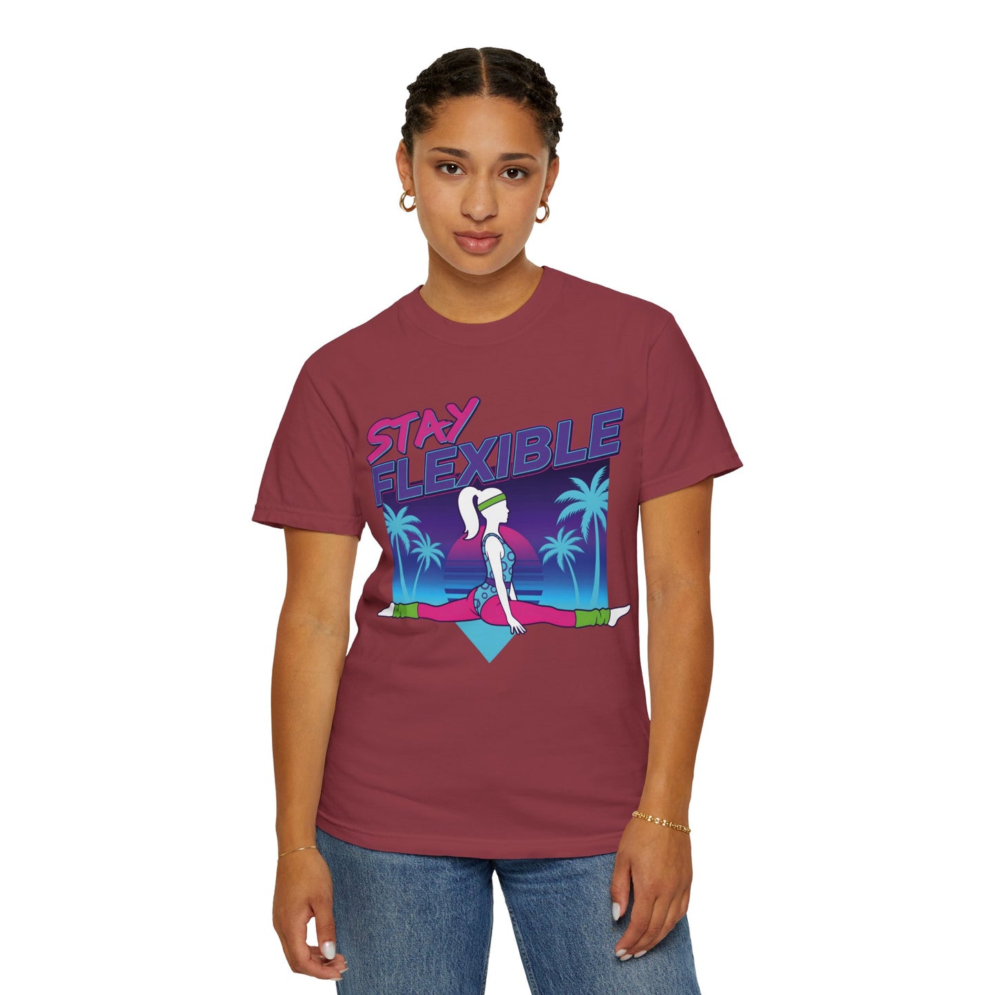 Stay Flexible Retro 80s Splits Aerobics Tee | Vintage Gym Shirt Women