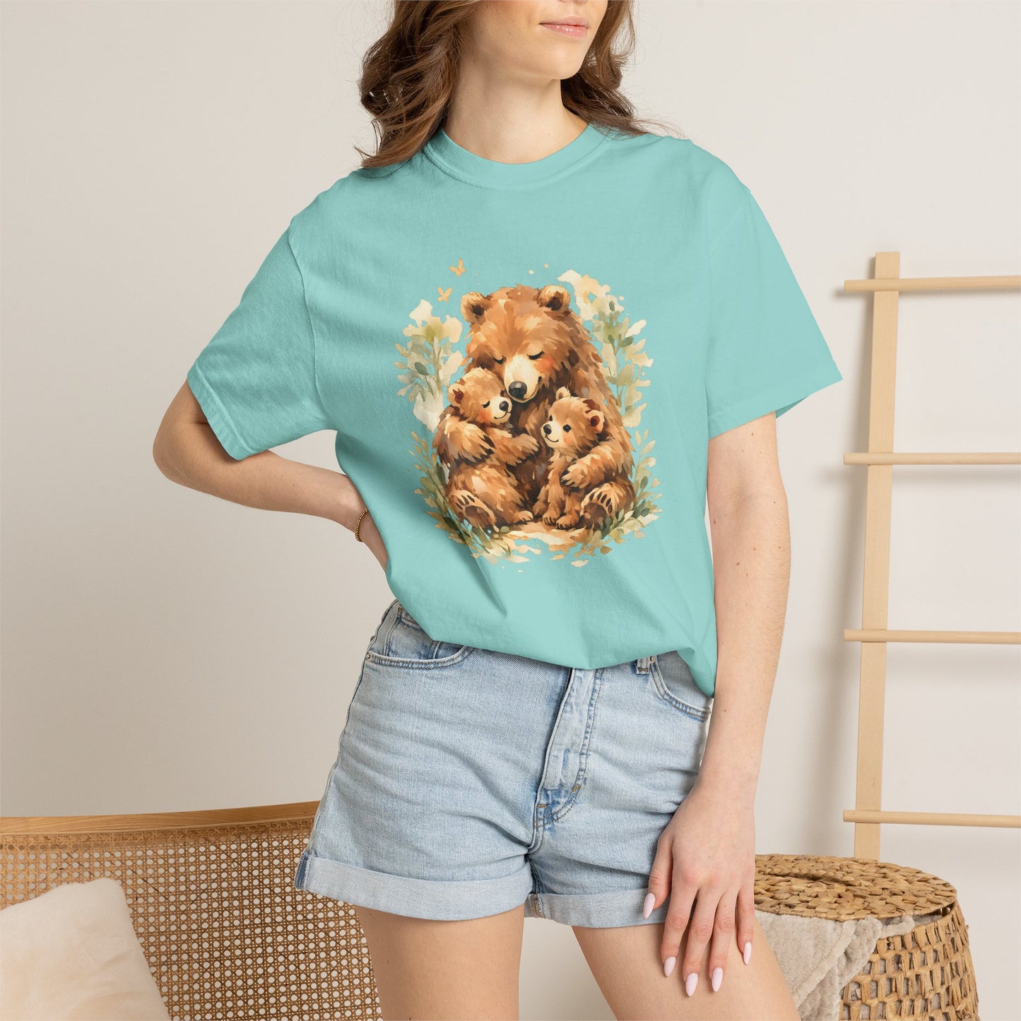Mother Bear and Cubs Watercolor Tee | Wildlife Art Shirt | Mother Nature Gift | Unisex